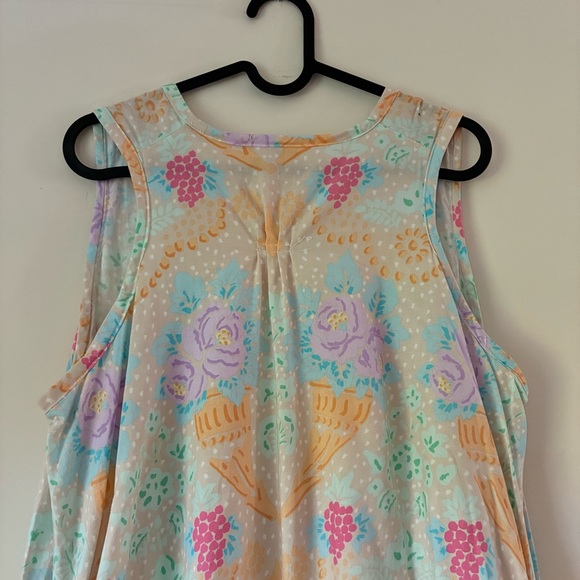 Tina Givens Floral print cotton Sleeveless Dress with Ruched Hem - Picture 8 of 10